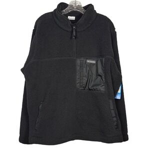 NWT COLUMBIA Women's West Bend 1/4 Zip Sherpa Pullover, Black, Plus Size 3X